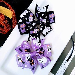 Halloween Hair Bows Clips Skull Ghost Black Cat